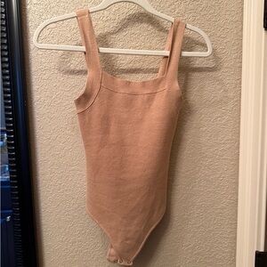 Abercrombie & Fitch Tan Bodysuit with Square Neckline
